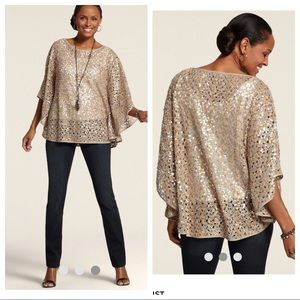 NWT! Chico’s Taylor Poncho (Gold Sequins)